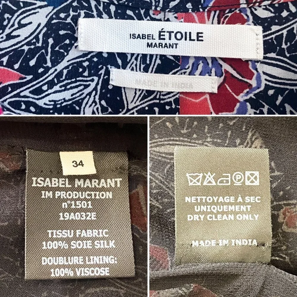 Isabel Marant Etolie Yoana Printed Silk Mini Dress, Size 34EU